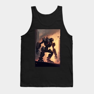 Giant futuristic robot cyborg monster attacking the city Tank Top